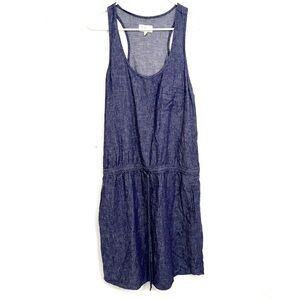 Lou & Grey Chambray Blue Racerback Linen Blend Tank Dress Size Large